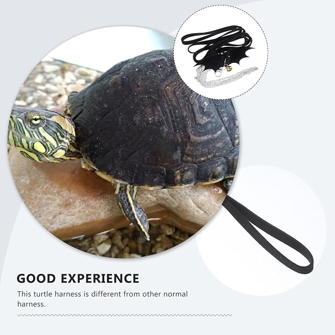 POPETPOP Turtle Harness and Leash with Wings : Adjustable Tortoise Harness Strap Collar Leash Control Rope for Turtle(Black, Size S) POPETPOP