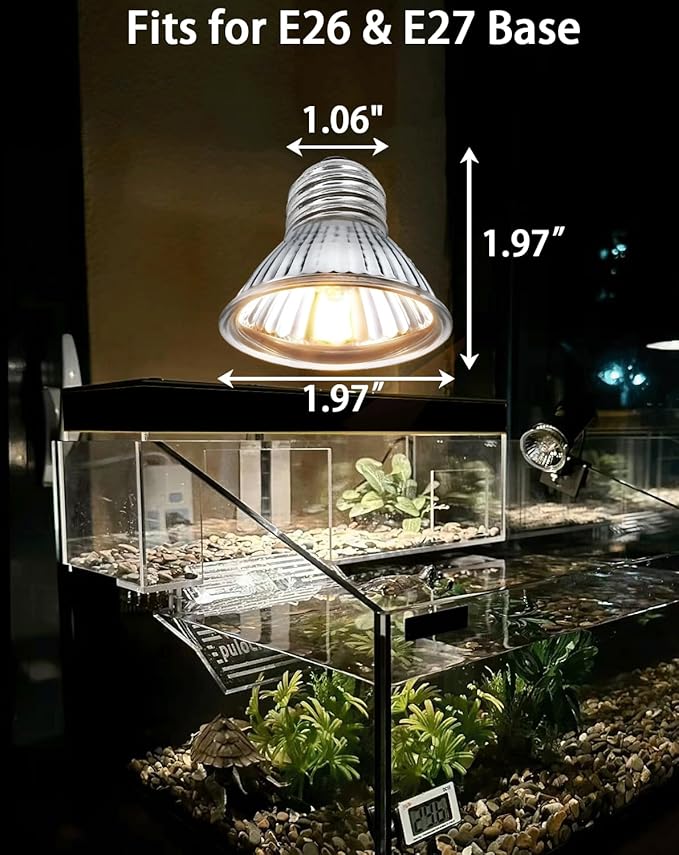 25W Turtle Reptile Heat Lamp Bulb, UVA UVB Reptile Light Bulb for Turtle Tank, Fits Reptiles and Amphibian Tanks, Terrariums and Cages, Works with Various Lamp Fixtures PAWPICO
