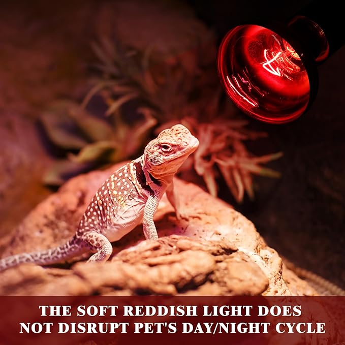 Reptile Heat Lamp,75W Red Basking Spot Lamp Bulb for Chickens Amphibians, Infrared Heat Emitter Light for Coop REPTIHOME