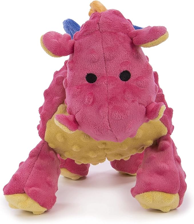 goDog Bubble Plush Dragons Squeaky Dog Toy, Chew Guard Technology - Coral, Large - PAWPICO