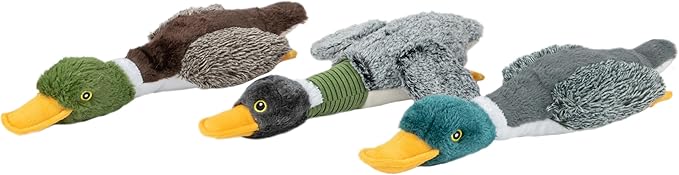 Best Pet Supplies Interactive Mallard Mates Dog Toy with Crinkle and Squeaky Enrichment for Small and Medium Breed Puppies or Dogs, Cute and Plush - Mallard Duck Wing (Gray), Medium - PAWPICO