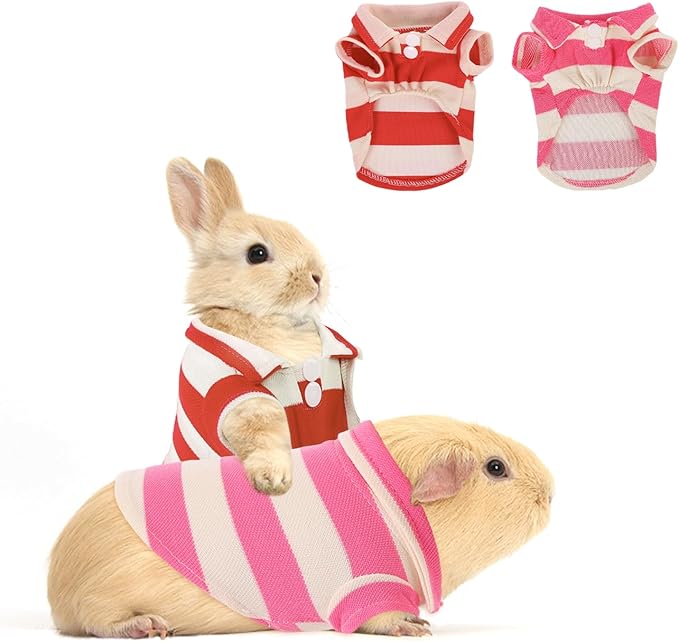 2 Pack Guinea Pig Clothes Rabbit Summer T-Shirt Pet Costume Vest for Small Animal Kitten Ferret Chihuahua Puppy KAMABRIDAL