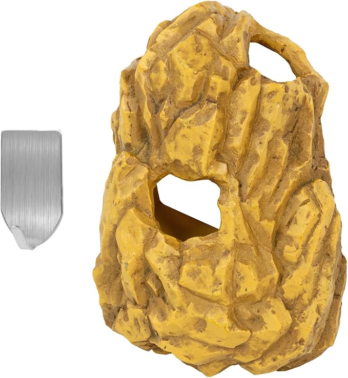 REPTIZOO Reptile Hide Hookable Multi-Levels Hideout Resin Reptile Cave Bearded Dragon Hideout Reptile Terrarium Accessories Decor for Reptiles, Amphibians, Snakes, Lizards,Leopard Gecko REPTIZOO
