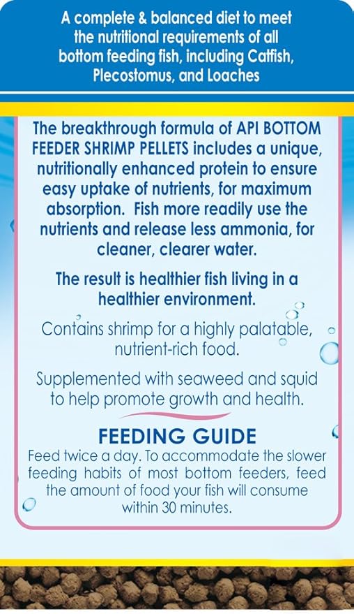 API BOTTOM FEEDER PELLETS WITH SHRIMP Fish Food 7.9-Ounce Container (Pack of 1) API