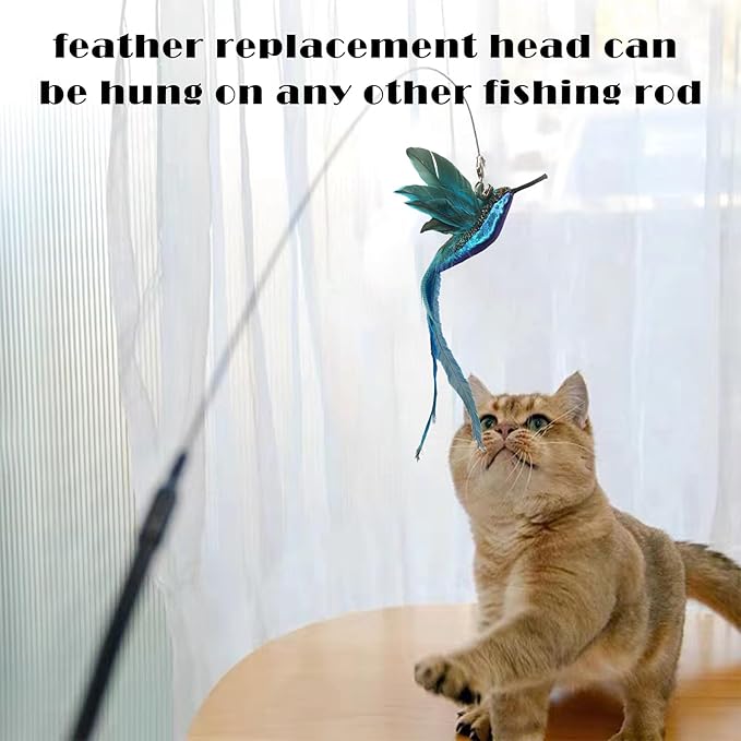 Cat Feather Toys Replacement Cat Wand Toy 3pcs Cat Wand Attachments Interactive Cat Toys for Indoor Cats Suitable for Cat Stick Toys - PAWPICO