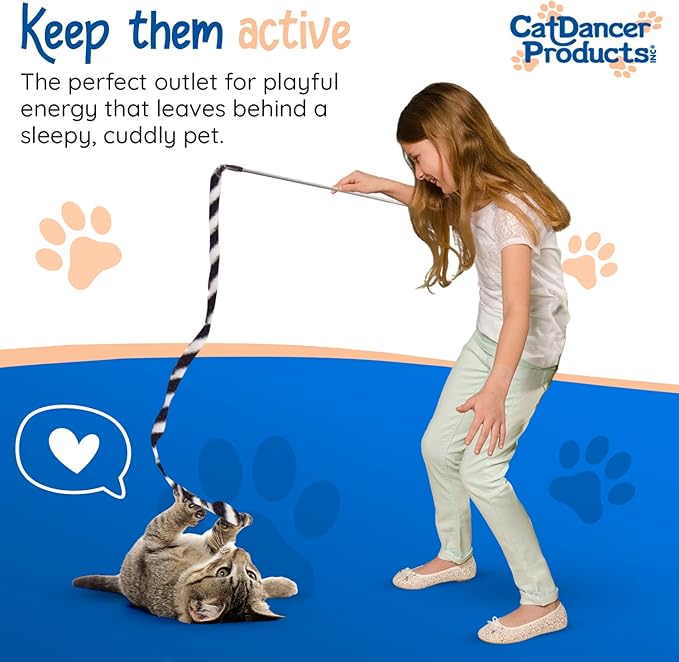 CAT DANCER Products Jungle Cat Charmer, Jungle Wand Toy for Kittens Training, Colorful Ribbon Cat Charmer, Interactive Catcher Wand for Cat Exercise (1 Pack, Multicolor) - PAWPICO