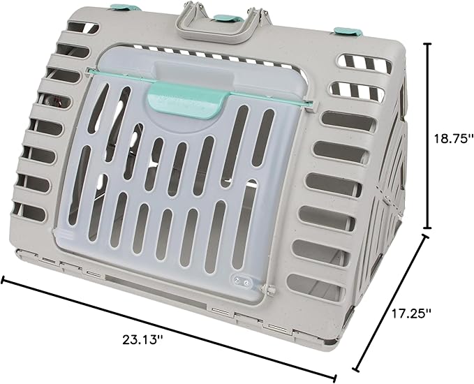 SportPet Designs Foldable Travel Cat Carrier - Front Door Plastic Collapsible Carrier Collection, Waterproof Bed - PAWPICO
