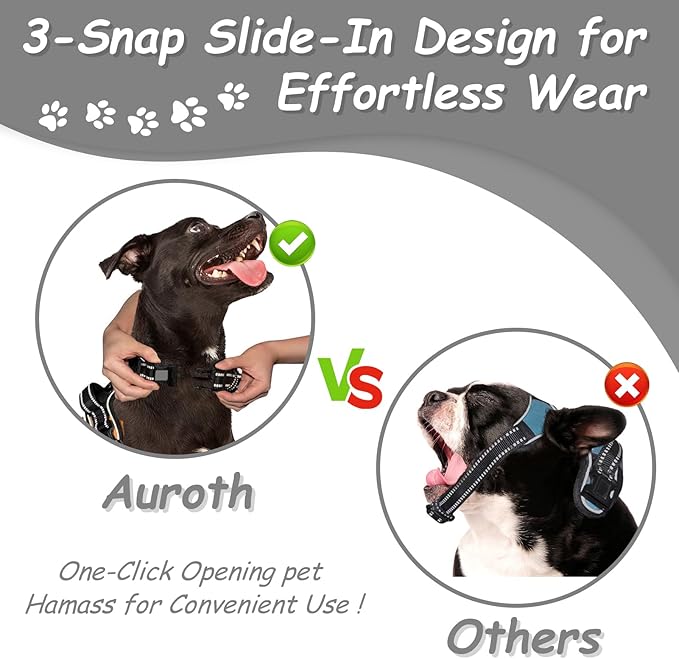 AUROTH Dog Harness Medium Sized Dog, Dog Vest Harness Medium Size Dog, Medium Dog Harness, No Pull Dog Harness for Medium Dogs with Handle, Grey M AurothPets