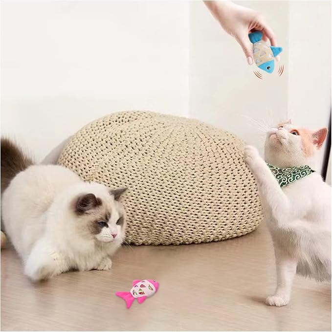 Andiker Cat Catnip Toys, 2pcs Small Cat Fish Toys with Crinkle Shine Ring Paper to Make Sound to Catch Your Cats Eyes and for Your Cats to Chew and Catch Interactive Cat Toys Indoor Cat (2PCS) - PAWPICO