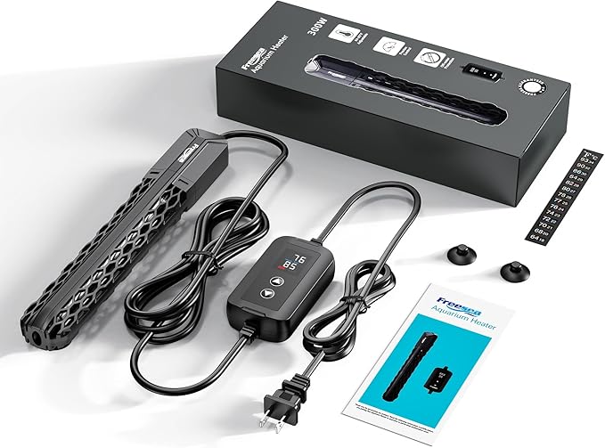 FREESEA Aquarium Heater for Fish Tank: 100W/200W/300W/500W Submersible Fish Tank Heater with Over-Temperature and Off-Water Protection for 40-75 Gallon Saltwater and Freshwater FREESEA