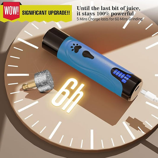 YABIFE Dog Nail Grinder, Dog Nail Trimmers and Clippers Kit, Super Quiet, Rechargeable, for Small Large Dogs Cats Toenail Claw Grooming,3 Speeds, 1 Extra Grinding Wheel - PAWPICO