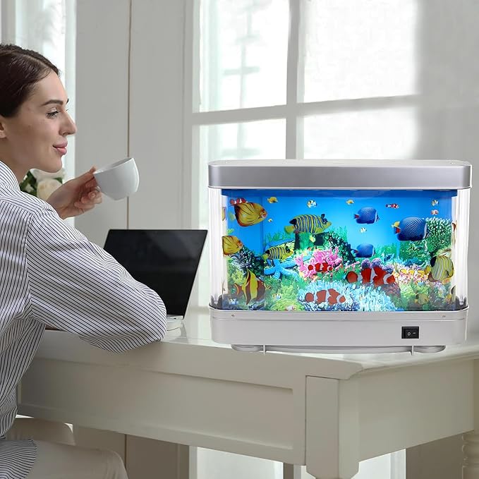 Lightahead Artificial Aquarium: Fascinating Moving Pictures of Fish in Tank Decorative Sensory Aquarium Lamp Virtual Ocean in Motion (Marine Life A) Lightahead%C2%AE
