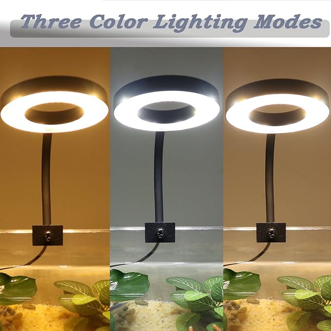 Upgraded Aquarium Light with Timer Clip On Fish Tank LED Light Small USB Light Dimmer Multi-Color White+Warm Yellow+Yellow 1 to 5 Gal (Adapter NOT Included) PUEUTU