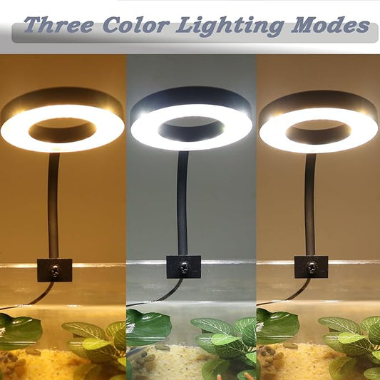 Upgraded Aquarium Light with Timer Clip On Fish Tank LED Light Small USB Light Dimmer Multi-Color White+Warm Yellow+Yellow 1 to 5 Gal (Adapter NOT Included) PUEUTU