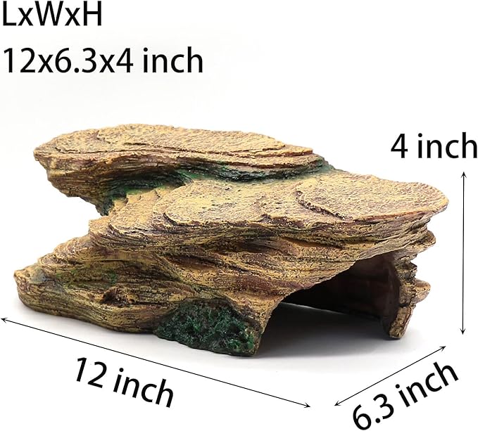 Turtle Basking Platform Shale Scape Step Ledge, Reptile Cave Hideout Turtle Tank Accessories Decorations, Great for Reptiles, Amphibians, Leopard Gecko, Bearded Dragons, Lizard, Frogs relaqcc