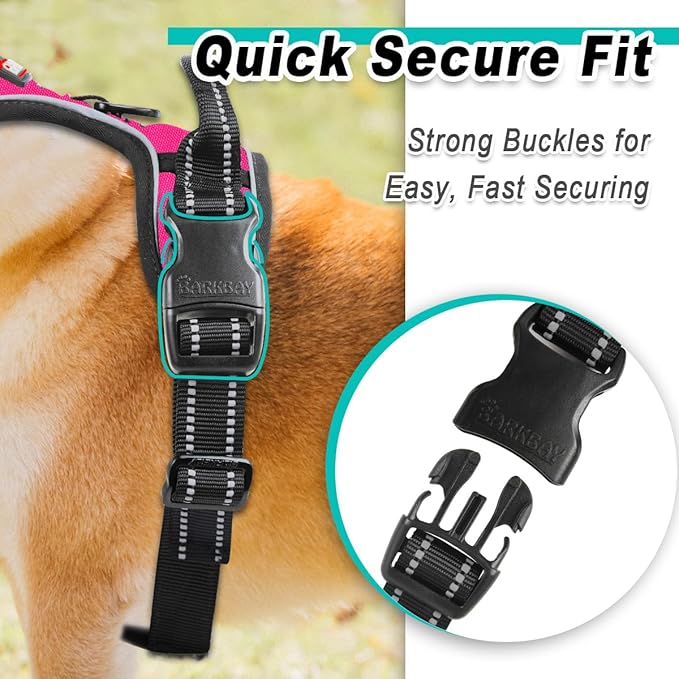 BARKBAY Dog Harness No Pull for Medium Dogs - Adjustable, Reflective, Comfortable, No Choke, Heavy-Duty - Perfect for Outdoor Training, Walking, and Hiking - Strong & Durable - M & Pink BARKBAY