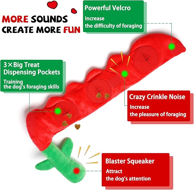 Rose Puzzle Dog Toy, Valentine's Day & Christmas Gift, Squeaky Crinkle Enrichment Snuffle Mat, for Small Medium Large Dogs & Puppies - PAWPICO