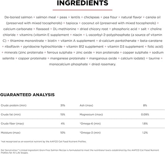 Go! Solutions Sensitivities Limited Ingredient, Grain-Free Dry Cat Food, Salmon Recipe for Sensitive Stomach, 6 lb Bag - PAWPICO