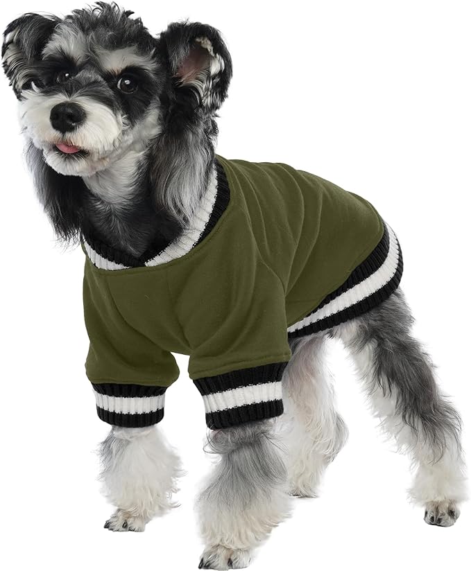 FUAMEY Dog Pullover Sweatshirt,Dog Winter Sweaters Warm Dog Clothes Dog Vest Thick Puppy Pullover Soft Pet Fleece Sweater Cute Doggie Boy Girl Outfit for Small Medium Dogs Green S - PAWPICO