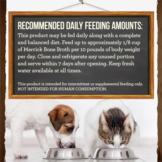 Merrick Grain Free Bone Broth, Premium Human Grade And Gluten Free Dog And Cat Food Topper Pouches, Beef - 16 oz. Pouch - PAWPICO