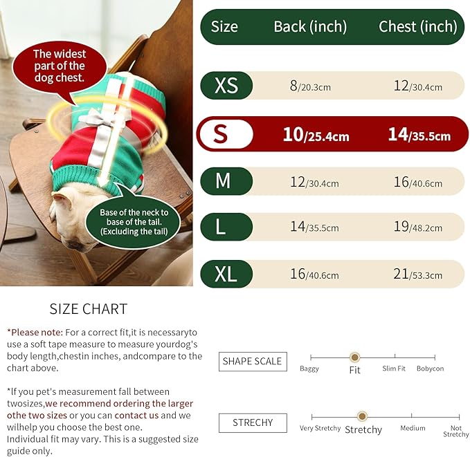 Dog Christmas Sweater for Small Size Dog - Puppy Gift Medium Warm Santa Clothes in Winter, Turtleneck Pullover Design for Boy Girl Pet, Doggies, Cat, Kitten Weiner Bulldog Beagles(S, Xmas) - PAWPICO