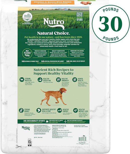 Nutro Natural Choice Adult Healthy Weight Dry Dog Food, Chicken and Brown Rice, 30 lbs. - PAWPICO