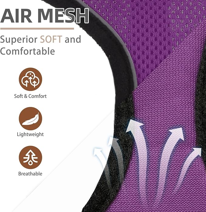 PUPTECK Soft Mesh Dog Harness and Leash Set Pet Puppy Cat Comfort Padded Vest No Pull Harnesses, Solid Purple, M PUPTECK