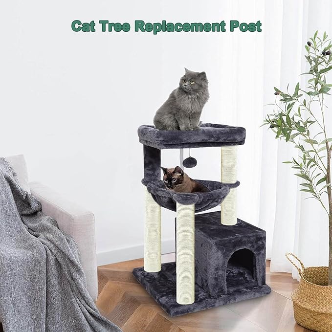 Cat Scratching Post Replacement Pole,4 PCS 11.81in Cat Tree Replacement Post,Natural Sisal Cat Tree Replacement Parts with M8 Screws,Cat Scratch Post Replacement for Refurbishment - PAWPICO