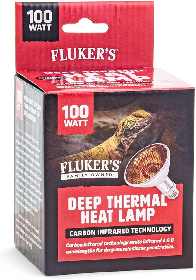 Fluker's Deep Thermal Heat Lamp for Reptiles with Carbon Infrared Technology, for All Reptile Tanks, Great for Basking, 100 Watt Flukers