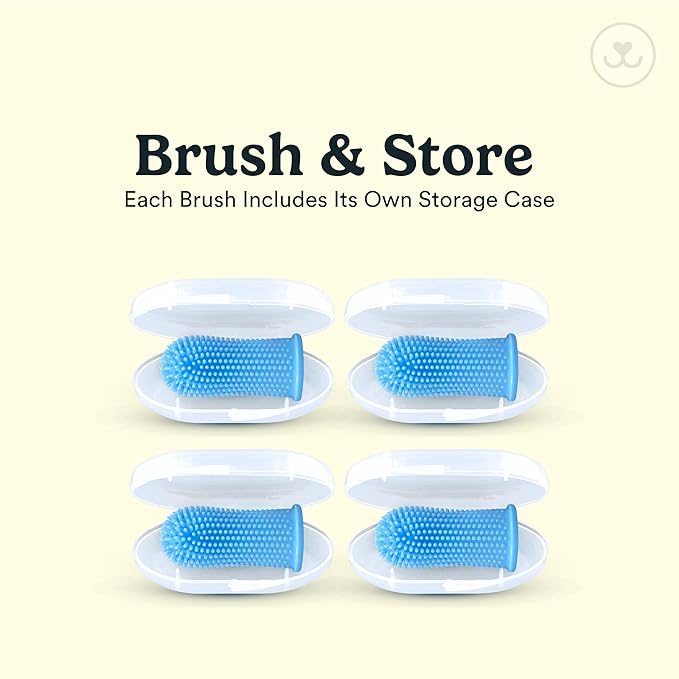 Jasper Dog Toothbrush, 360º Dog Tooth Brushing Kit, Cat Toothbrush, Dog Teeth Cleaning, Dog Finger Toothbrush, Dog Tooth Brush for Small & Large Pets, Dog Toothpaste Not Included, 4-Pack Blue JASPER%C2%AE