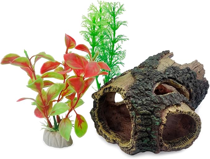 DOMICA Aquarium Decorations for Small Fish, Betta, Reptile Hide, Resin Ornaments for 3 to 10 Gallon Fish Tank, Reptiles & Amphibians Habitat Decor Accessories DOMICA