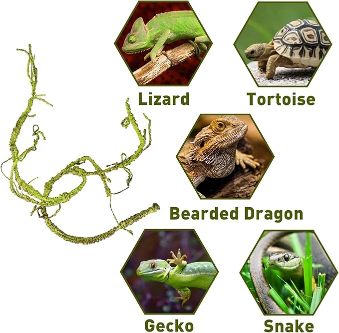 BNOSDM Reptile Bendable Jungle Vines, 3.6Ft Reptile Climbing Branches, Flexible Chameleon Cage Accessories, Reptile Terrarium Decor for Lizard Gecko Frog Snake BNOSDM