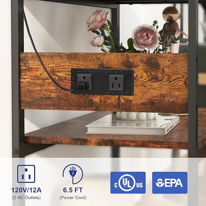 20-29 Gallon Fish Tank Stand With Power Outlets, 3-Tier Metal Aquarium Stand, Breeder Reptile Tank Stand with Shelf for Home Office, 660LBS Capacity, 29.5 x 15.8 x 30.1 inches Livofloral
