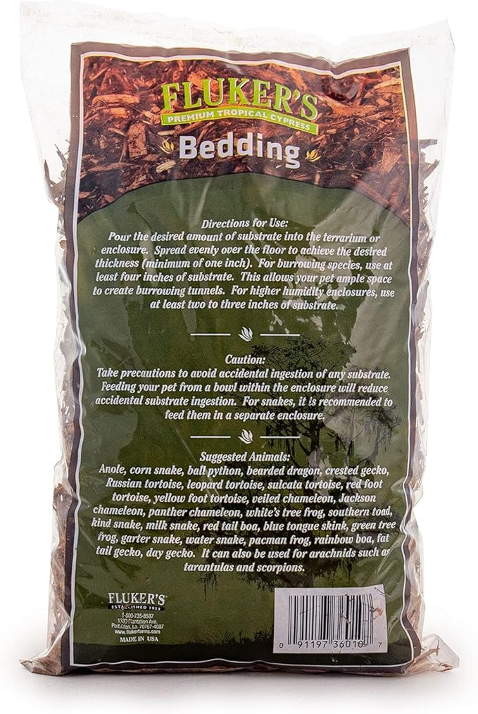Fluker's Premium Tropical Cypress Bedding for Reptiles, 5 QT (Pack of 4) Flukers