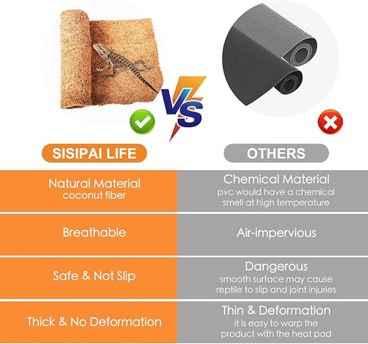 Reptile Carpet Coconut Fiber, 36" x 18" Reptile Terrarium Substrate Liner, Tortoise Bedding Carpet Mat Supplies for Pet Lizard, Chameleon, Bearded Dragon, Leopard Gecko, Iguana SISIPAILIFE