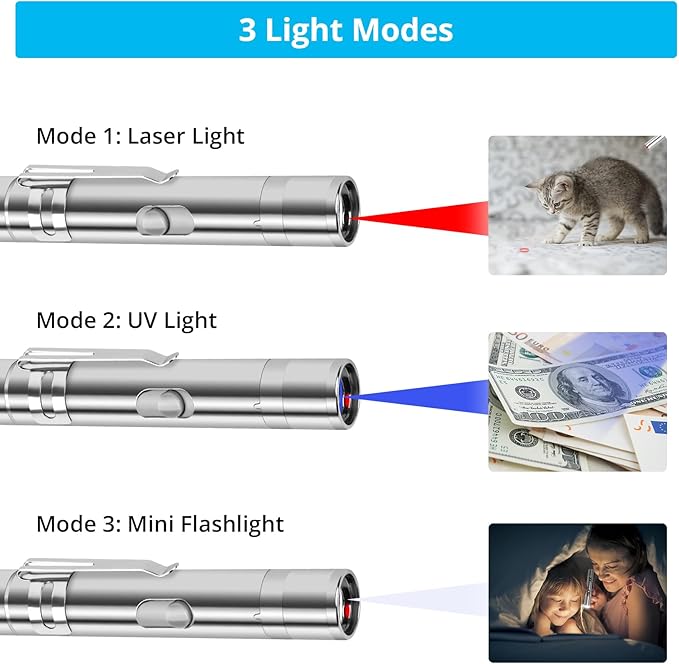 TBTeek Cat Toys Rechargeable, Cat Toys for Indoor Cats,7 Adjustable Lights&Pattern Interactive Cat Toy,Portable Funny Kitten Toy for Training Play Exercise(2 Pack ) - PAWPICO