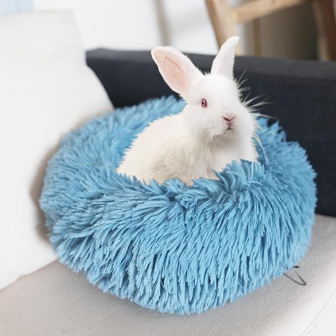 Chinchilla Bed Blue for Cage Fluffy Round Beds for Small Animals Washable Anti Slip - PAWPICO