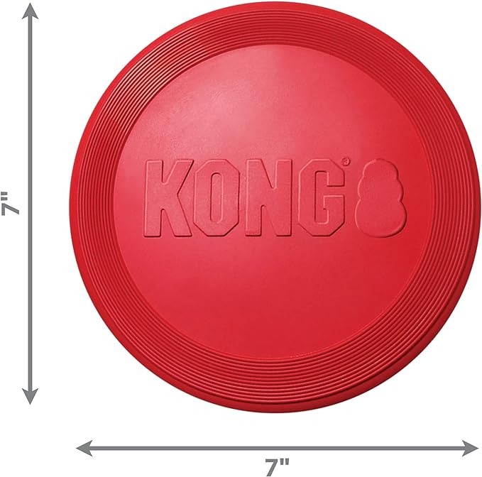 KONG Flyer - Durable Dog Toy for Outdoor Playtime - Natural Rubber Flying Disc, Dog Toy for Fetch - Safer Disc for Healthy Activity - for Small Dogs - PAWPICO