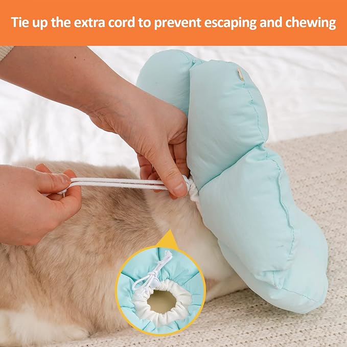 Avont Cat Cone Collar Soft, Adjustable Recovery E Collar Alternative for Cats Kittens Puppies, Elizabethan Neck Cone of Shame to Prevent Licking Biting After Surgery Protect Wounds -Blue(L) Avont