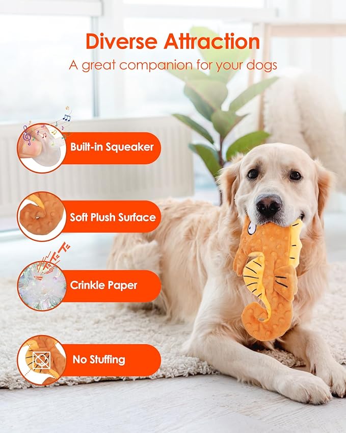 HGB Squeaky Dog Toys, No Stuffing Crinkle Plush Dog Toys for Small Medium Large Breeds, Interactive Dog Chew Toys for Aggressive Chewers, Puppy Teething, Pet Entertaining, 2 Pack - PAWPICO