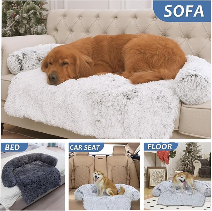 Dogs/Cats Bed Mats, Couch Cover for Dogs, Sofa Style Luxurious Mat for Pets, Waterproof Lining and Nonskid Bottom Perfect on Dog Crate, Cat Cage or in The Car. (Desert Brown, L) - PAWPICO