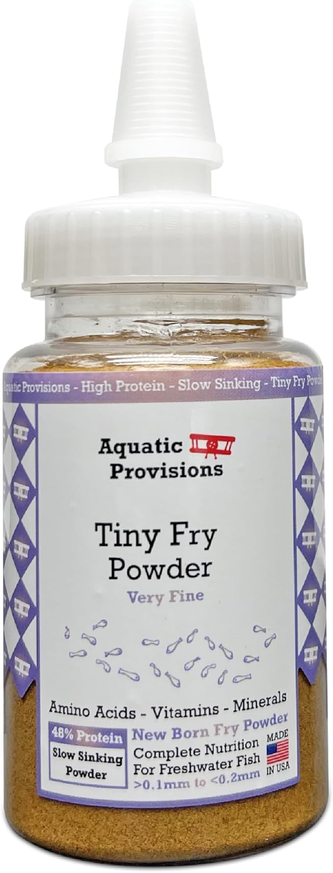 Tiny Fry Fish Food 1.76 oz, Fine Powder for Newborn Aquarium Fish AquaticProvisions
