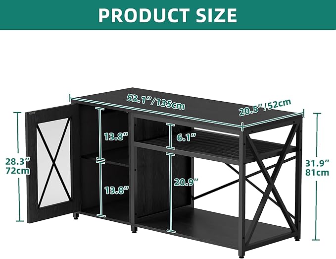 YITAHOME Fish Tank Stand with Power Outlets & LED Light, 55-75 Gallon Metal Aquarium Stand with Cabinet for Fish Tank Accessories Storage for Turtle Tank, Reptile Terrarium, 860LBS Capacity, Black YITAHOME