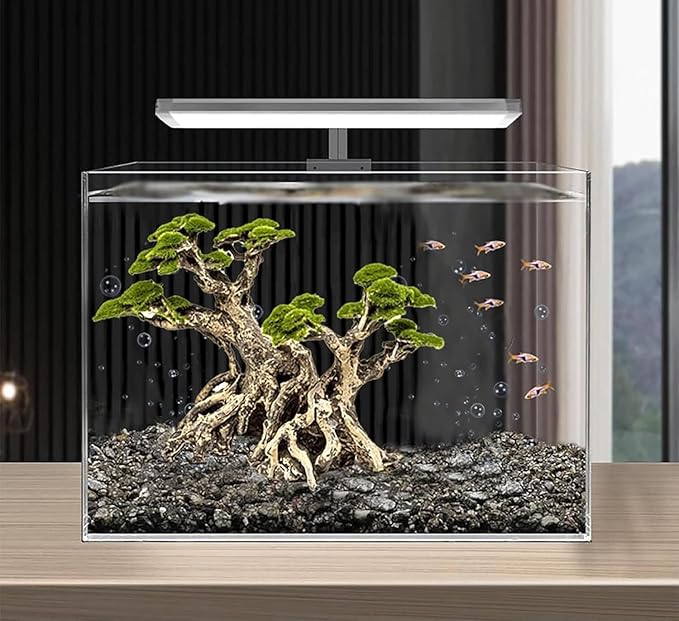 Fish Tank Decor- Bonsai Trees with Faux Moss- Aquarium Rocks Aquascaping- Made of Sandstone, Goldfish Betta Fish Tank Decorations Hides Accessories Novelsite