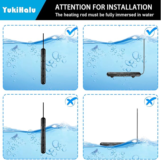 YukiHalu Aquarium Heater 50/100/200/300/500W with Protective Case, Fish Tank Heater, Temperature Adjustable, External Temperature Controller, LED Display, Used for 10/20/40/75/120 Gallons (100W) YukiHalu