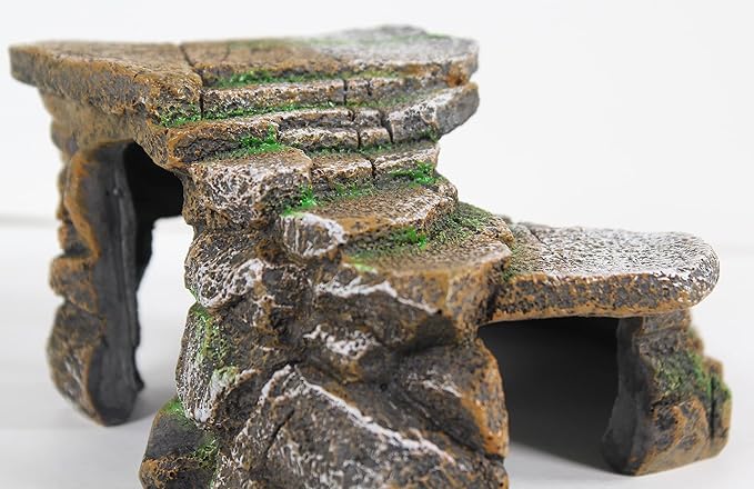 PENN-PLAX Reptology Shale Scape Step Ledge & Cave Hideout – Basking Area - Decorative Resin for Aquariums & Terrariums – Great for Reptiles, Amphibians, and Fish – Medium Penn-Plax