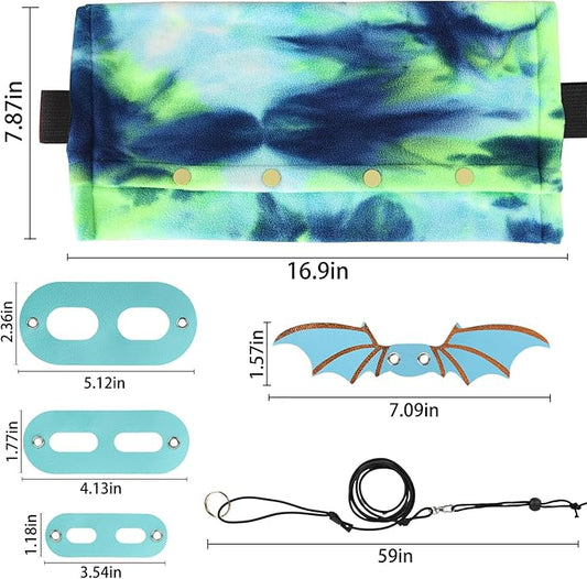 Bearded Dragon Carrier and Leash Harness with Wings, Small Animal Sling Carrier and Reptile Carrier, Lizard Adjustable Harness and Sling Bag for Outdoor Travel Walking Rest Esmorah