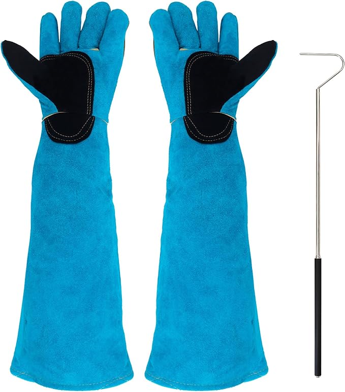 Animal Handling Gloves Bite Proof with 40inch Collapsible Snake Hook,Suitable for Dog Cat FalconBird Reptile Snake Surfante