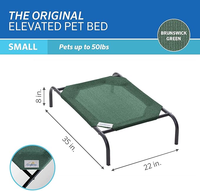 Coolaroo The Original Cooling Elevated Pet Bed,Brunswick Green, Small - PAWPICO