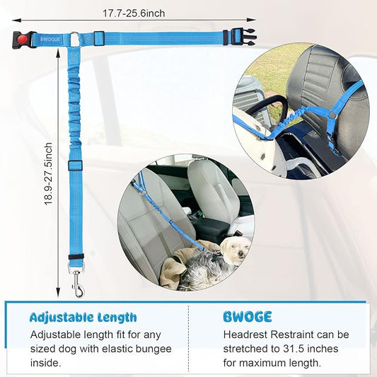 BWOGUE 2 Packs Dog Cat Safety Seat Belt Strap Car Headrest Restraint Adjustable Nylon Fabric Dog Restraints Vehicle Seatbelts Harness BWOGUEPetHome